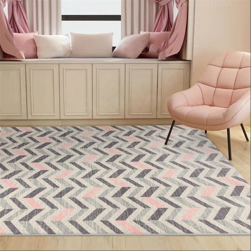 Brown Bedroom Rug Modern Geometric Chevron Pattern Area Rug Polyester Machine Washable Anti-Slip Carpet Clearhalo 'Area Rug' 'Modern' 'Rugs' Rug' 1579551