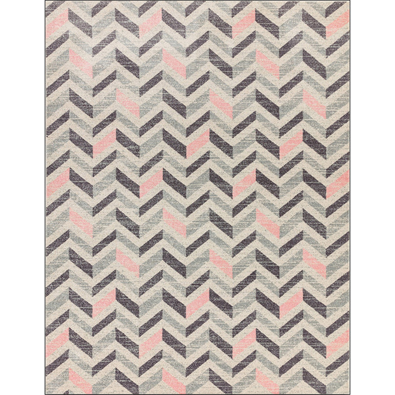 Brown Bedroom Rug Modern Geometric Chevron Pattern Area Rug Polyester Machine Washable Anti-Slip Carpet Clearhalo 'Area Rug' 'Modern' 'Rugs' Rug' 1579552