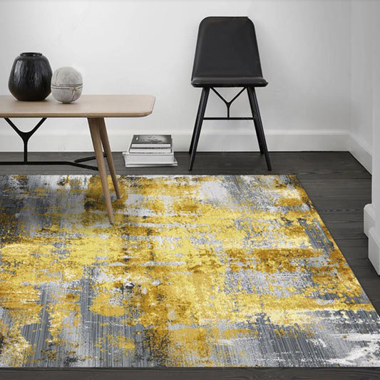 Industrial Abstract Rug Grey and Golden Polyester Rug Washable Non-Slip Backing Area Rug for Bedroom Gold Clearhalo 'Area Rug' 'Modern' 'Rugs' Rug' 1579566