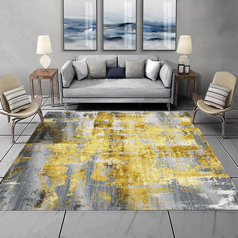 Industrial Abstract Rug Grey and Golden Polyester Rug Washable Non-Slip Backing Area Rug for Bedroom Clearhalo 'Area Rug' 'Modern' 'Rugs' Rug' 1579567