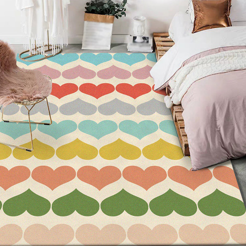 Stylish Colorblock Heart Pattern Rug Beige Multicolor Novelty Rug Polyester Washable Anti-Slip Area Rug for Living Room Pink Clearhalo 'Area Rug' 'Modern' 'Rugs' Rug' 1579582