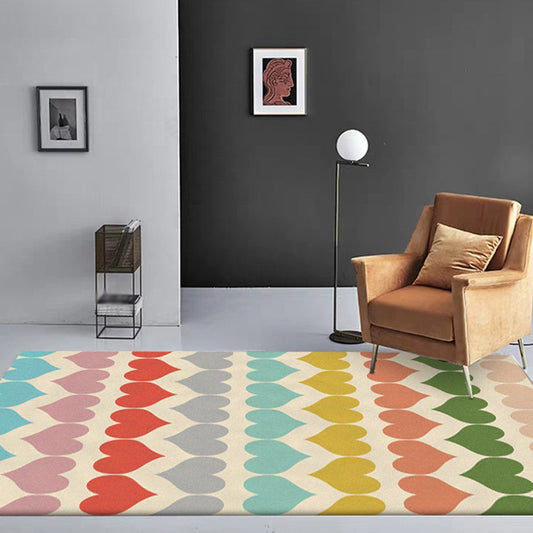 Stylish Colorblock Heart Pattern Rug Beige Multicolor Novelty Rug Polyester Washable Anti-Slip Area Rug for Living Room Clearhalo 'Area Rug' 'Modern' 'Rugs' Rug' 1579583