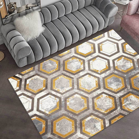 Casual Geometric Pattern Rug Grey and Yellow Modern Rug Polyester Washable Anti-Slip Backing Area Rug for Living Room Clearhalo 'Area Rug' 'Modern' 'Rugs' Rug' 1579591