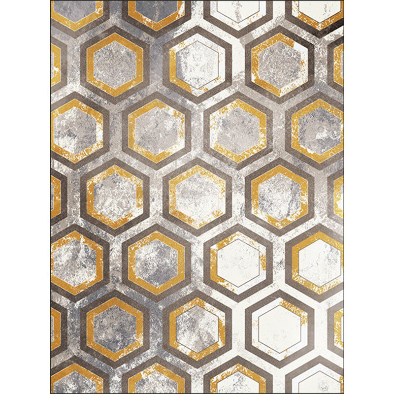 Casual Geometric Pattern Rug Grey and Yellow Modern Rug Polyester Washable Anti-Slip Backing Area Rug for Living Room Clearhalo 'Area Rug' 'Modern' 'Rugs' Rug' 1579592