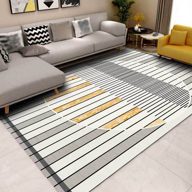 Grey Novelty Rug Polyester Striped Pattern Rug Washable Non-Slip Backing Carpet for Living Room Clearhalo 'Area Rug' 'Modern' 'Rugs' Rug' 1579607