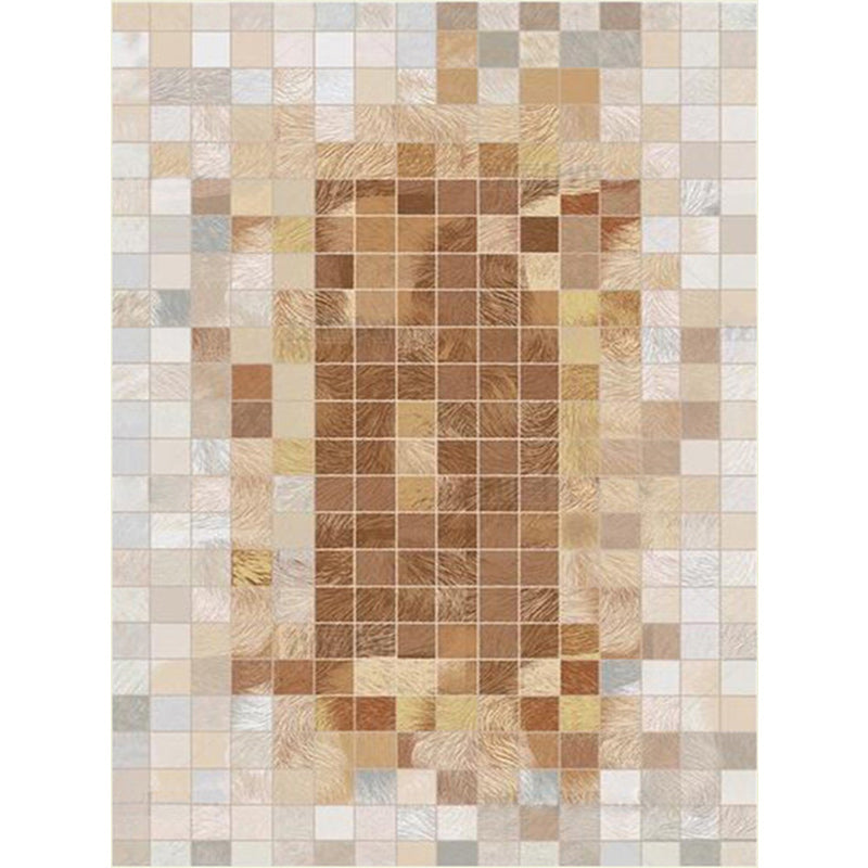 Brown Nordic Rug Polyester Checked Pattern Rug Machine Washable Non-Slip Backing Carpet for Living Room Clearhalo 'Area Rug' 'Modern' 'Rugs' Rug' 1579616