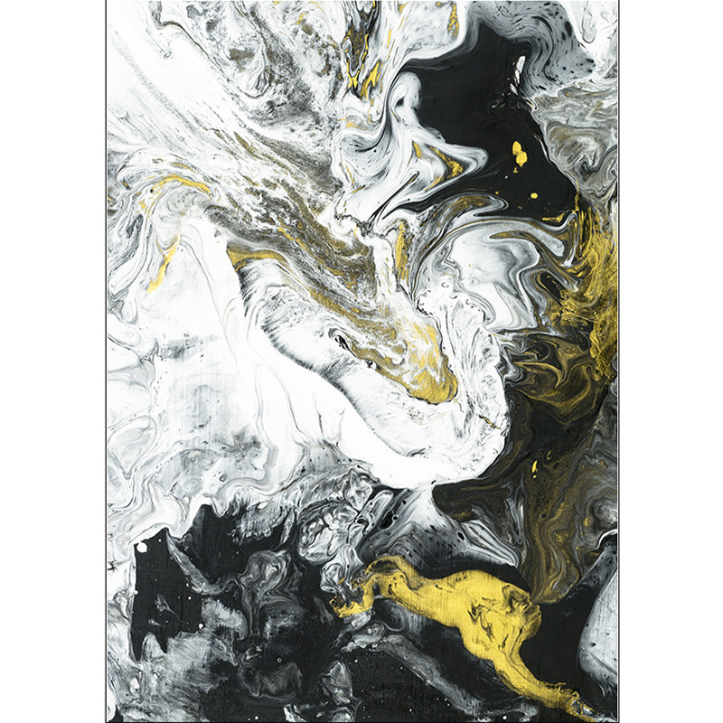 Scandinavian Modern Rug in Black and White Abstract Paint Print Area Rug Polyester Washable Carpet for Home Decoration Clearhalo 'Area Rug' 'Modern' 'Rugs' Rug' 1579632