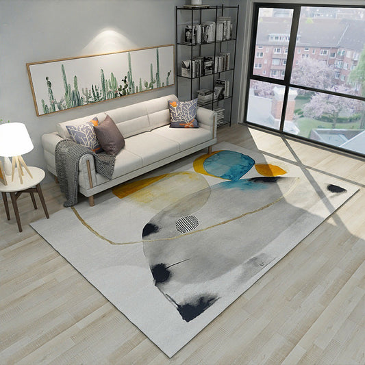 Unique Abstract Rug Grey and Yellow Casual Rug Polyester Washable Area Rug for Bedroom Grey Clearhalo 'Area Rug' 'Modern' 'Rugs' Rug' 1579651