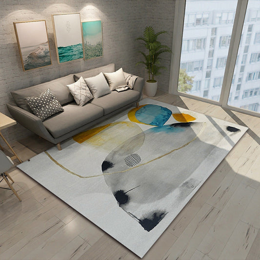 Unique Abstract Rug Grey and Yellow Casual Rug Polyester Washable Area Rug for Bedroom Clearhalo 'Area Rug' 'Modern' 'Rugs' Rug' 1579652