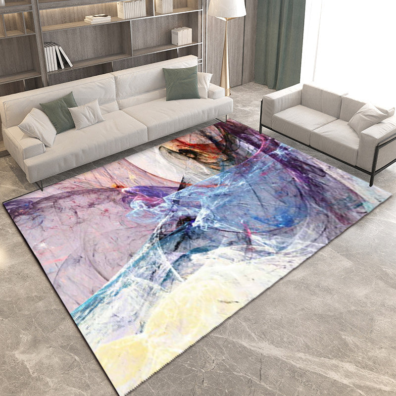 Funky Abstract Rug Purple Simple Rug Polyester Washable Non-Slip Backing Area Rug for Bedroom Clearhalo 'Area Rug' 'Modern' 'Rugs' Rug' 1579660