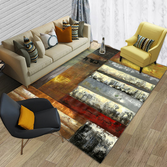Contemporary Abstract Colorblock Rug Multicolor Polyester Rug Washable Area Rug for Living Room Grey Clearhalo 'Area Rug' 'Modern' 'Rugs' Rug' 1579683