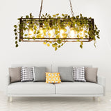 6 Lights Linear Cage Hanging Lamp Farmhouse Style Bronze Wrought Iron Island Ceiling Light for Restaurant Clearhalo 'Ceiling Lights' 'Island Lights' Lighting' 157968