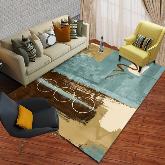 Novelty Abstract Rug Blue and Brown Polyester Rug Washable Carpet for Living Room Brown Clearhalo 'Area Rug' 'Modern' 'Rugs' Rug' 1579691