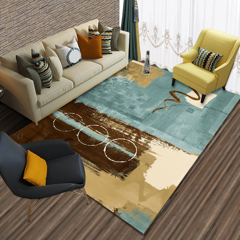 Novelty Abstract Rug Blue and Brown Polyester Rug Washable Carpet for Living Room Clearhalo 'Area Rug' 'Modern' 'Rugs' Rug' 1579692