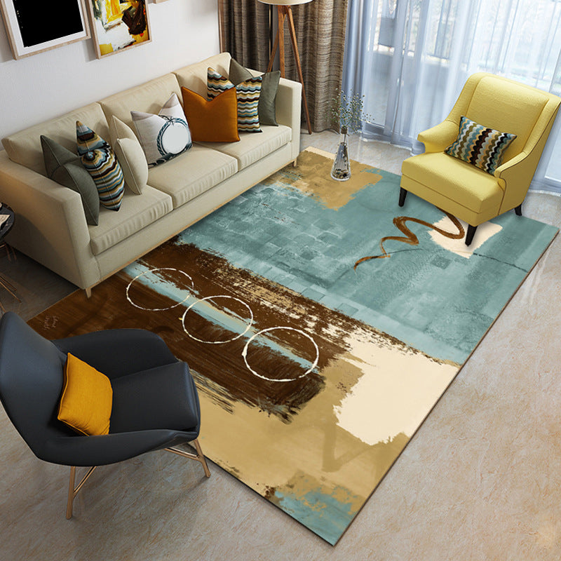 Novelty Abstract Rug Blue and Brown Polyester Rug Washable Carpet for Living Room Clearhalo 'Area Rug' 'Modern' 'Rugs' Rug' 1579693