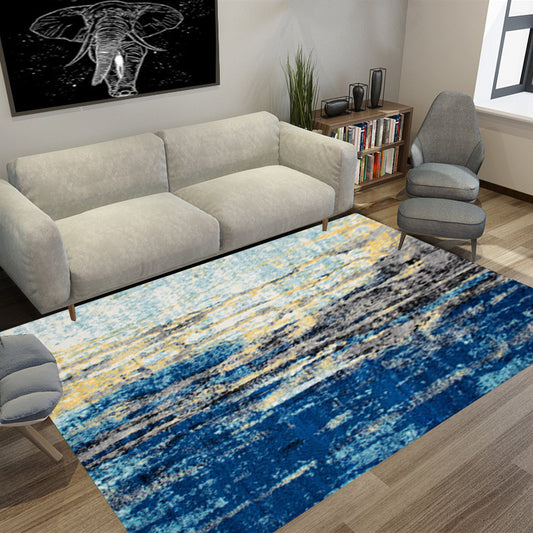 Scandinavian Abstract Rug Blue Polyester Rug Machine Washable Non-Slip Backing Area Rug for Bedroom Clearhalo 'Area Rug' 'Modern' 'Rugs' Rug' 1579707