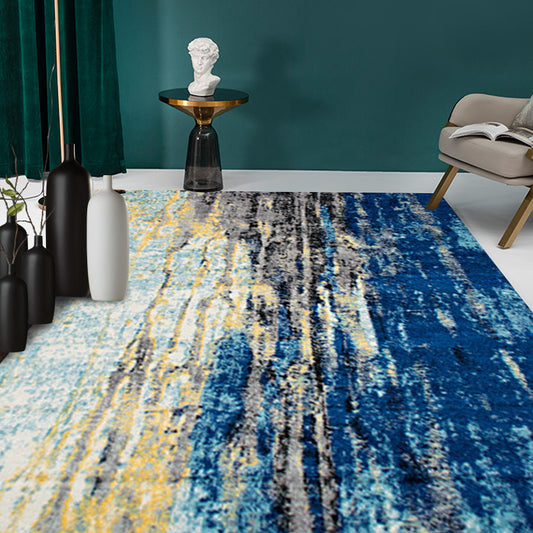 Scandinavian Abstract Rug Blue Polyester Rug Machine Washable Non-Slip Backing Area Rug for Bedroom Clearhalo 'Area Rug' 'Modern' 'Rugs' Rug' 1579708
