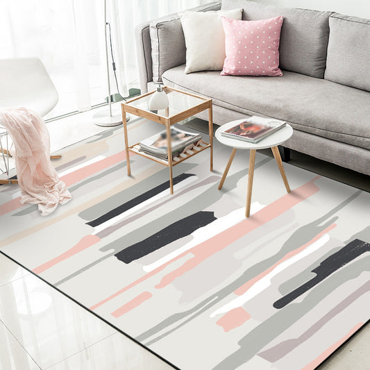 Grey and Pink Simple Rug Polyester Watercolor Print Rug Machine Washable Anti-Slip Area Rug for Living Room Ivory Clearhalo 'Area Rug' 'Modern' 'Rugs' Rug' 1579713