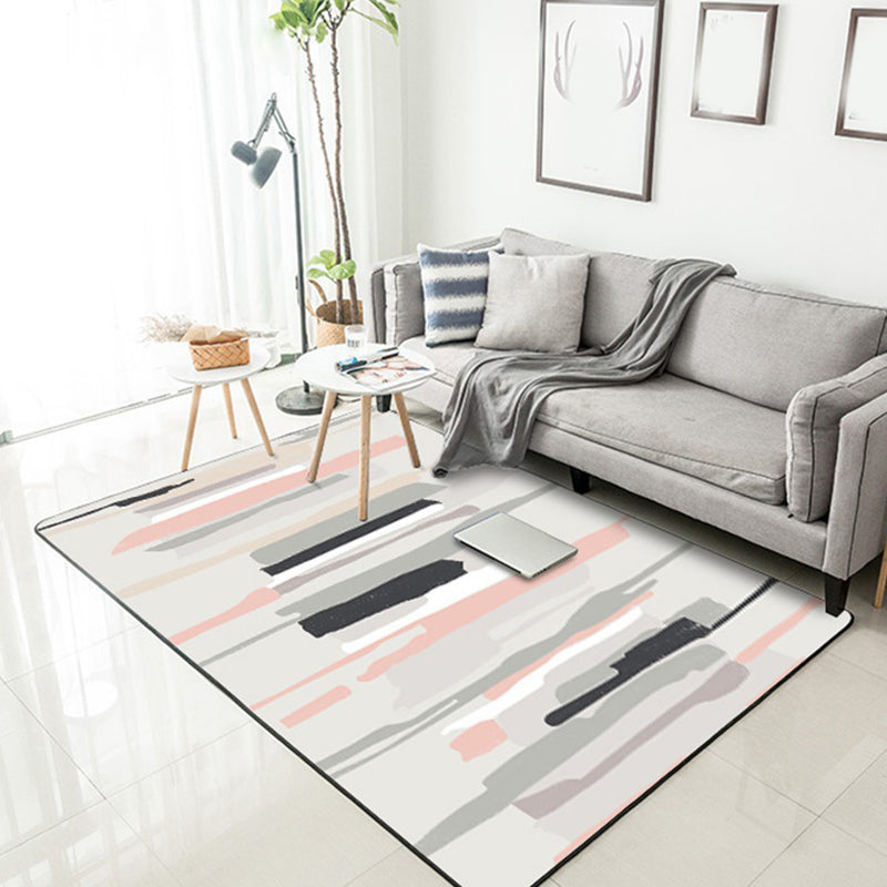 Grey and Pink Simple Rug Polyester Watercolor Print Rug Machine Washable Anti-Slip Area Rug for Living Room Clearhalo 'Area Rug' 'Modern' 'Rugs' Rug' 1579714