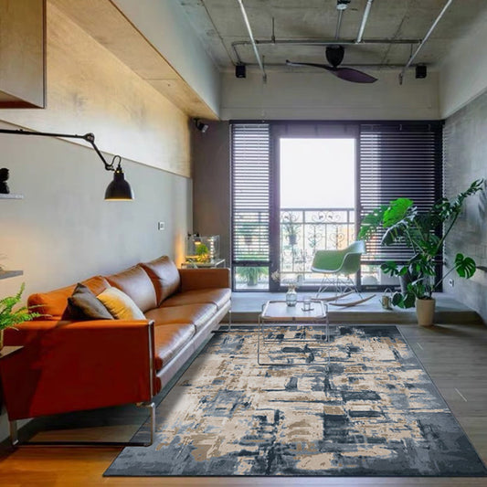 Industrial Oil Painting Pattern Rug Dark Blue Polyester Rug Washable Non-Slip Backing Area Rug for Bedroom Clearhalo 'Area Rug' 'Modern' 'Rugs' Rug' 1579722