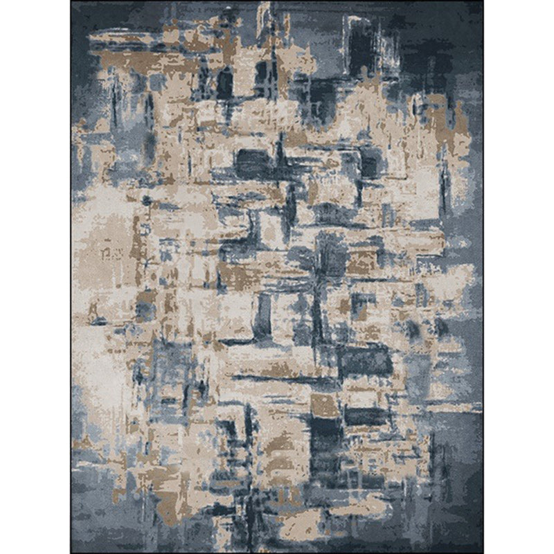 Industrial Oil Painting Pattern Rug Dark Blue Polyester Rug Washable Non-Slip Backing Area Rug for Bedroom Clearhalo 'Area Rug' 'Modern' 'Rugs' Rug' 1579723