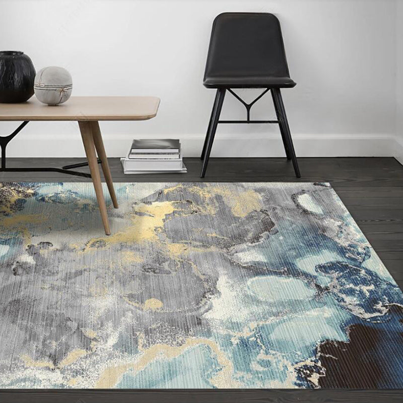 Blue and Grey Novelty Rug Polyester Watercolor Print Rug Washable Non-Slip Backing Carpet for Living Room Clearhalo 'Area Rug' 'Modern' 'Rugs' Rug' 1579730