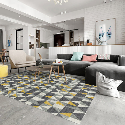 Grey and Yellow Contemporary Rug Polyester Geometric Print Rug Washable Non-Slip Backing Carpet for Living Room Dark Gray Clearhalo 'Area Rug' 'Modern' 'Rugs' Rug' 1579744