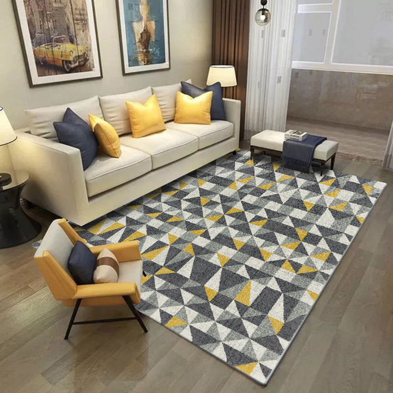 Grey and Yellow Contemporary Rug Polyester Geometric Print Rug Washable Non-Slip Backing Carpet for Living Room Clearhalo 'Area Rug' 'Modern' 'Rugs' Rug' 1579745