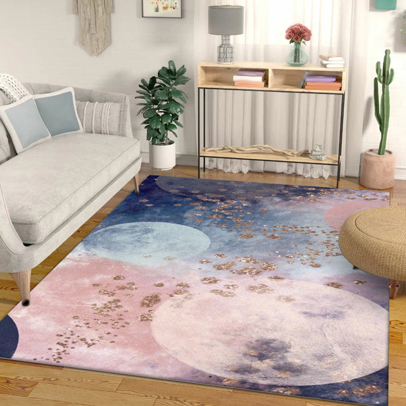 Creative Moon Pattern Rug Pink and Blue Modern Rug Polyester Washable Anti-Slip Backing Carpet for Living Room Clearhalo 'Area Rug' 'Modern' 'Rugs' Rug' 1579768