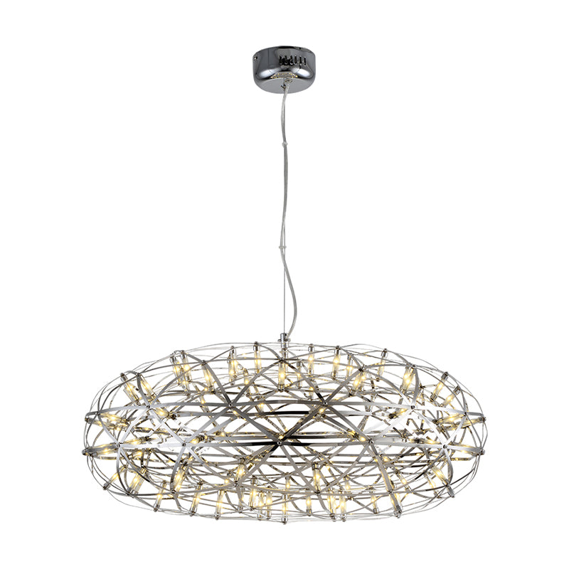 Chrome Disc-Shaped Chandelier Lamp Modern 16"/21" W LED Stainless Steel Hanging Lighting in Warm/White Light Clearhalo 'Ceiling Lights' 'Chandeliers' 'Modern Chandeliers' 'Modern' Lighting' 157977