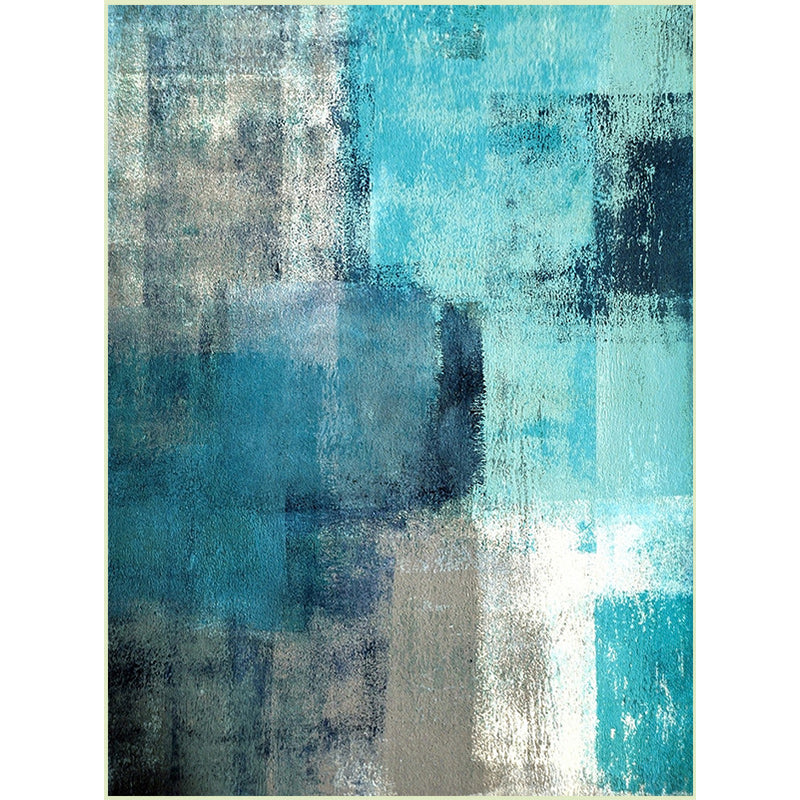Modern Oil Painting Pattern Rug Blue Polyester Rug Washable Non-Slip Backing Area Rug for Bedroom Clearhalo 'Area Rug' 'Modern' 'Rugs' Rug' 1579777