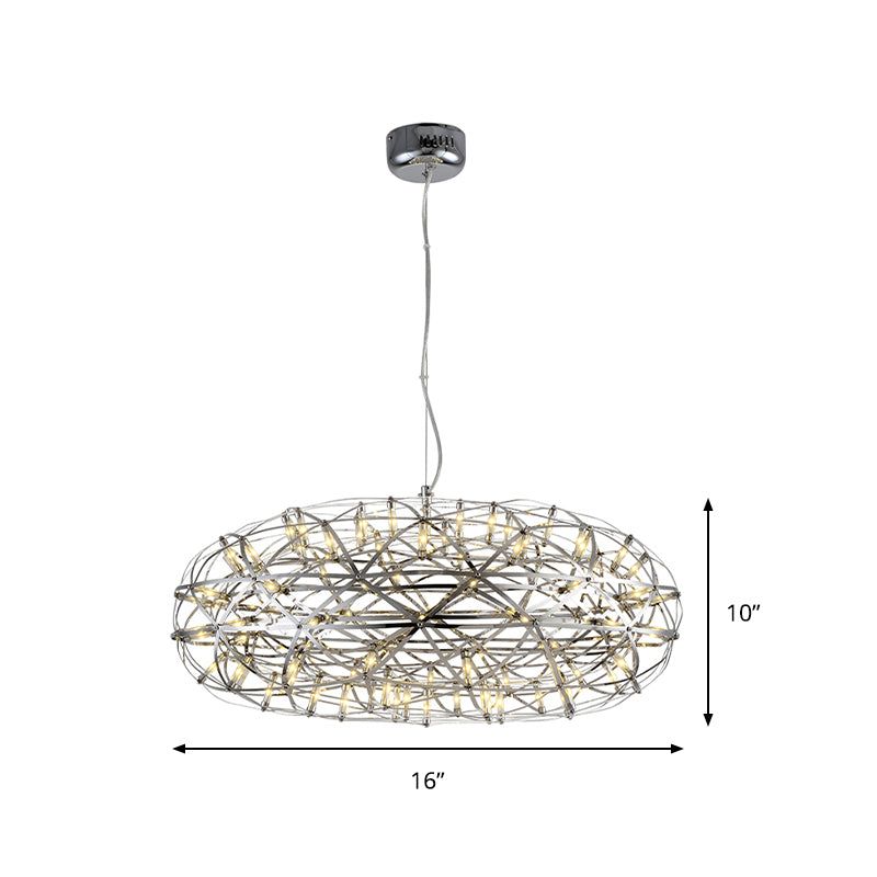 Chrome Disc-Shaped Chandelier Lamp Modern 16"/21" W LED Stainless Steel Hanging Lighting in Warm/White Light Clearhalo 'Ceiling Lights' 'Chandeliers' 'Modern Chandeliers' 'Modern' Lighting' 157978