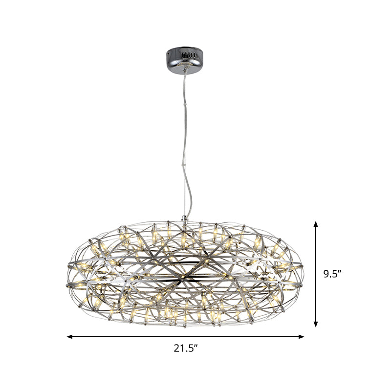 Chrome Disc-Shaped Chandelier Lamp Modern 16"/21" W LED Stainless Steel Hanging Lighting in Warm/White Light Clearhalo 'Ceiling Lights' 'Chandeliers' 'Modern Chandeliers' 'Modern' Lighting' 157979