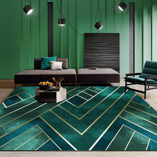 Classic Geometric Pattern Rug Green Contemporary Rug Polyester Washable Anti-Slip Backing Area Rug for Living Room Clearhalo 'Area Rug' 'Modern' 'Rugs' Rug' 1579792