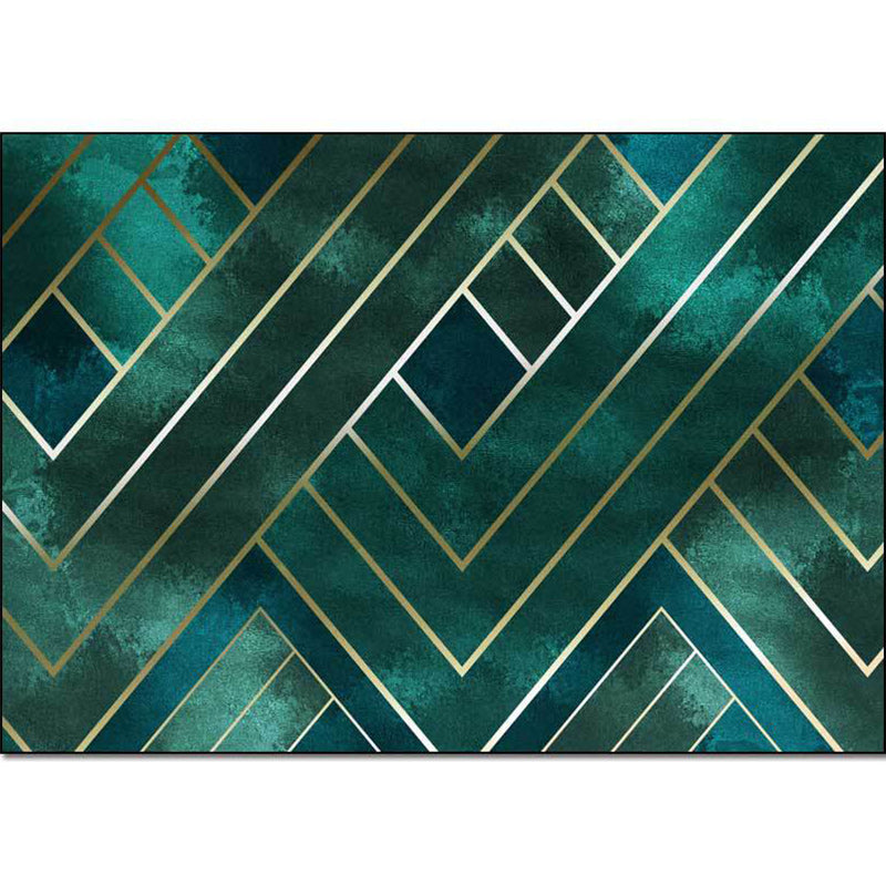 Classic Geometric Pattern Rug Green Contemporary Rug Polyester Washable Anti-Slip Backing Area Rug for Living Room Clearhalo 'Area Rug' 'Modern' 'Rugs' Rug' 1579793