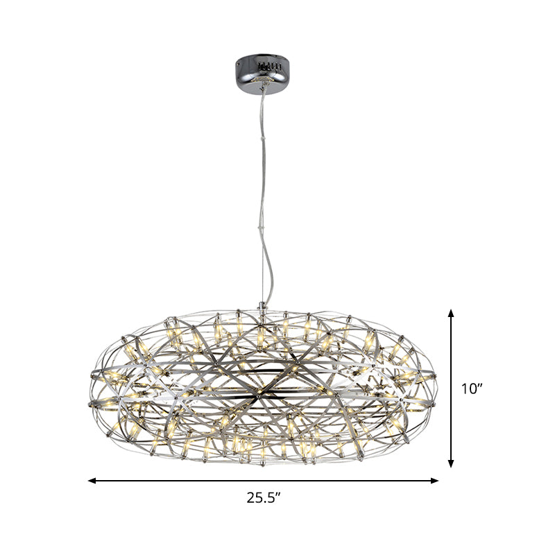Chrome Disc-Shaped Chandelier Lamp Modern 16"/21" W LED Stainless Steel Hanging Lighting in Warm/White Light Clearhalo 'Ceiling Lights' 'Chandeliers' 'Modern Chandeliers' 'Modern' Lighting' 157980