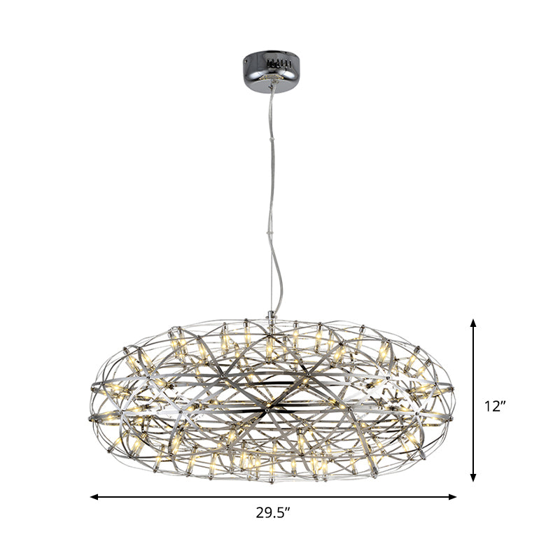 Chrome Disc-Shaped Chandelier Lamp Modern 16"/21" W LED Stainless Steel Hanging Lighting in Warm/White Light Clearhalo 'Ceiling Lights' 'Chandeliers' 'Modern Chandeliers' 'Modern' Lighting' 157981