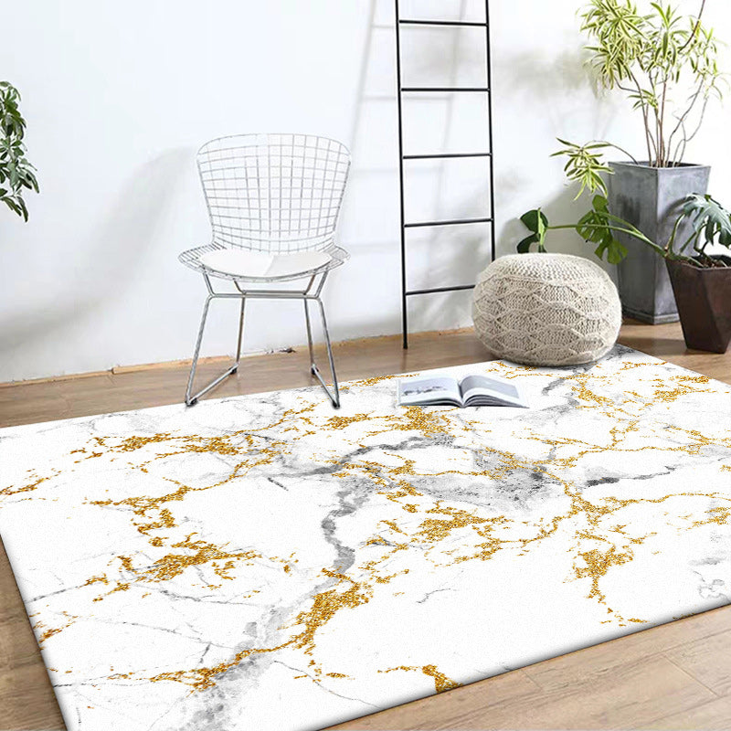 White and Golden Modern Rug Polyester Abstract Rug Washable Non-Slip Backing Carpet for Living Room Gold Clearhalo 'Area Rug' 'Modern' 'Rugs' Rug' 1579821