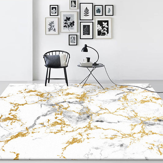 White and Golden Modern Rug Polyester Abstract Rug Washable Non-Slip Backing Carpet for Living Room Clearhalo 'Area Rug' 'Modern' 'Rugs' Rug' 1579822
