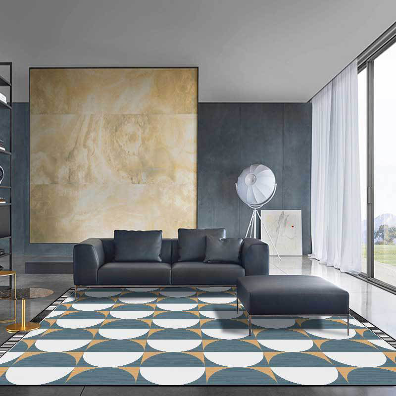 Novelty Colorblock Circles Pattern Rug Blue Polyester Rug Machine Washable Non-Slip Area Rug for Bedroom Blue Clearhalo 'Area Rug' 'Modern' 'Rugs' Rug' 1579861