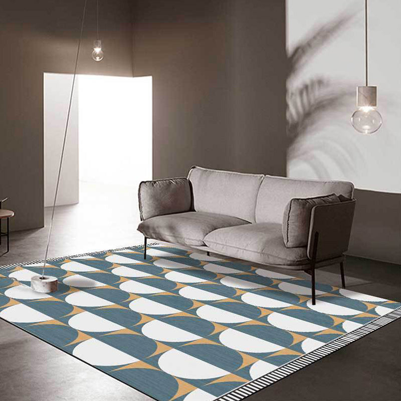 Novelty Colorblock Circles Pattern Rug Blue Polyester Rug Machine Washable Non-Slip Area Rug for Bedroom Clearhalo 'Area Rug' 'Modern' 'Rugs' Rug' 1579862