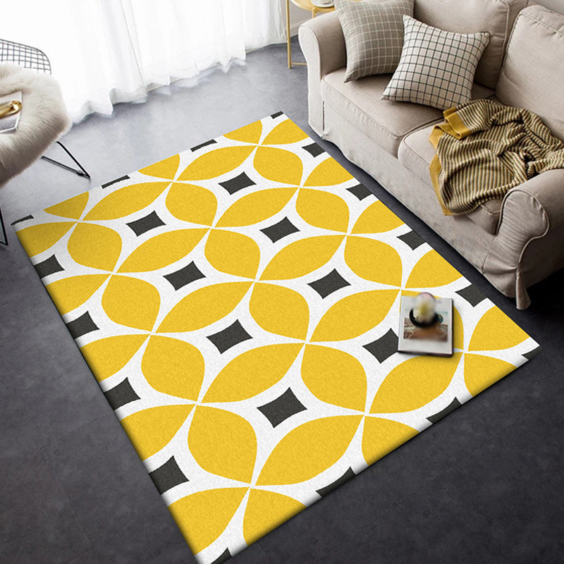 Unique Geometric Pattern Rug Orange and Blue Modern Rug Polyester Washable Anti-Slip Backing Area Rug for Living Room Yellow Clearhalo 'Area Rug' 'Modern' 'Rugs' Rug' 1579877