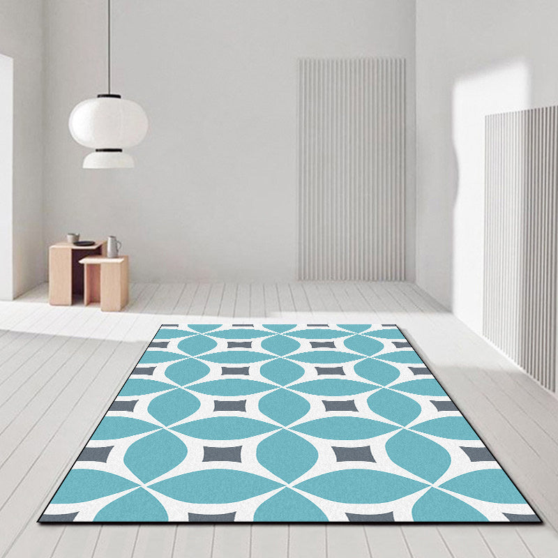 Unique Geometric Pattern Rug Orange and Blue Modern Rug Polyester Washable Anti-Slip Backing Area Rug for Living Room Blue Clearhalo 'Area Rug' 'Modern' 'Rugs' Rug' 1579885