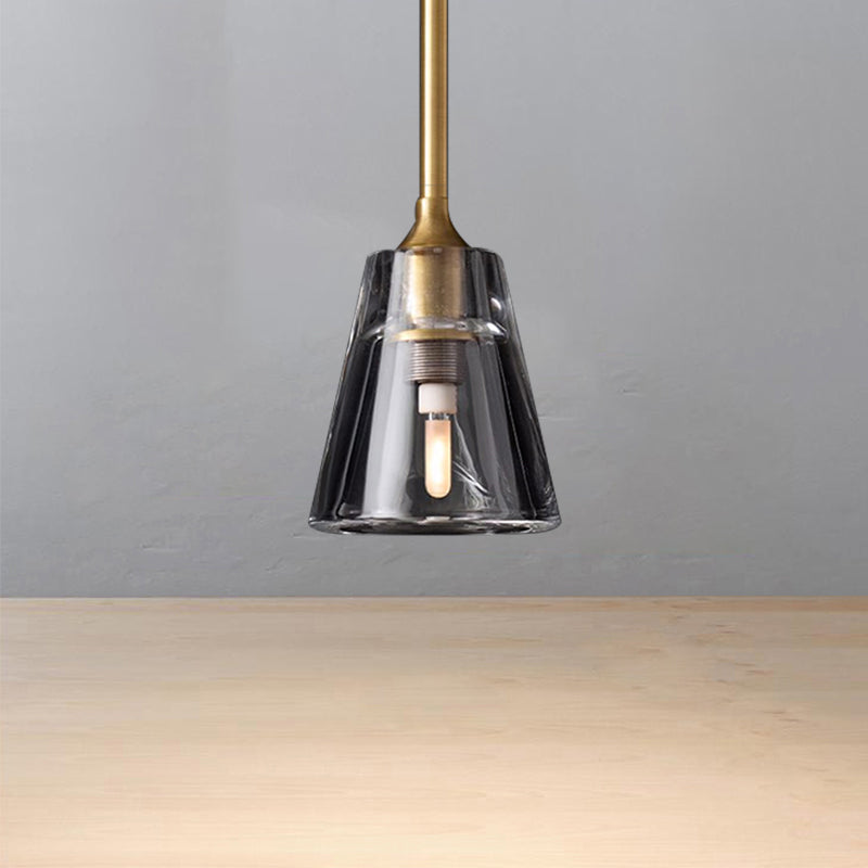 Black/Brass/Chrome Cone Pendant Lamp Post Modernist Led Double Smoke Glass Ceiling Light Fixture Clearhalo 'Ceiling Lights' 'Glass shade' 'Glass' 'Modern Pendants' 'Modern' 'Pendant Lights' 'Pendants' Lighting' 157990