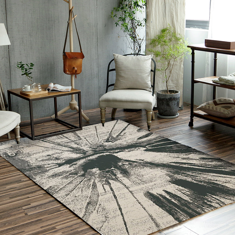Nordic Abstract Rug Grey and Black Polyester Rug Machine Washable Non-Slip Backing Area Rug for Bedroom Clearhalo 'Area Rug' 'Modern' 'Rugs' Rug' 1579902