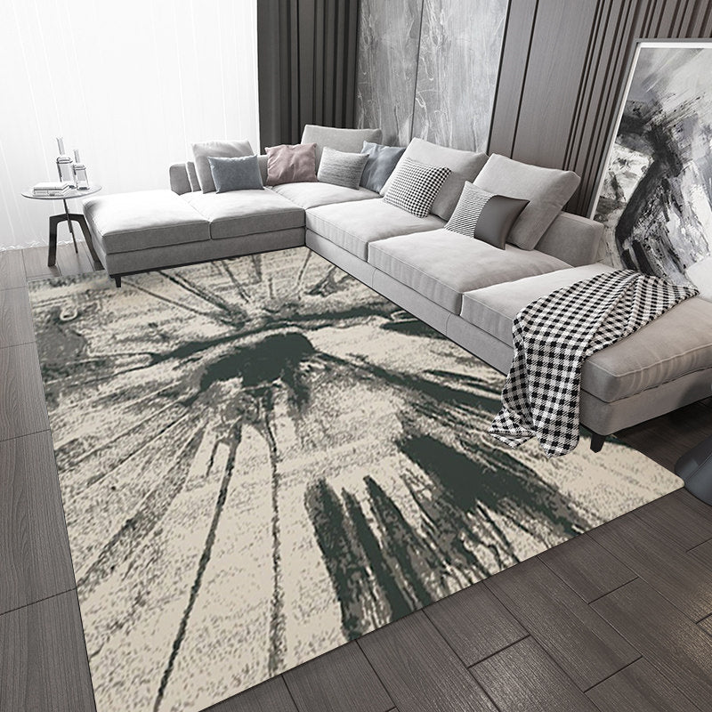 Nordic Abstract Rug Grey and Black Polyester Rug Machine Washable Non-Slip Backing Area Rug for Bedroom Clearhalo 'Area Rug' 'Modern' 'Rugs' Rug' 1579903