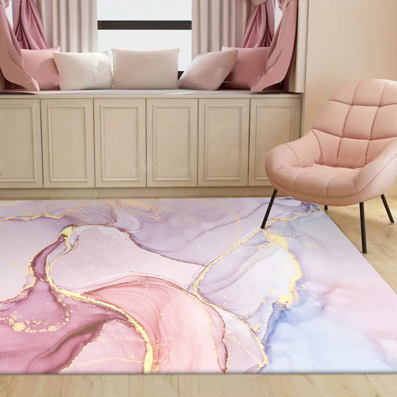Purple and Pink Modern Rug Polyester Watercolor Print Rug Machine Washable Non-Slip Area Rug for Living Room Light Purple Clearhalo 'Area Rug' 'Modern' 'Rugs' Rug' 1579908