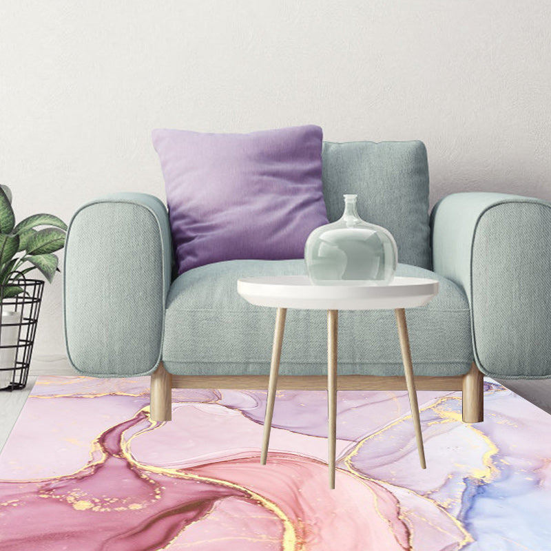 Purple and Pink Modern Rug Polyester Watercolor Print Rug Machine Washable Non-Slip Area Rug for Living Room Clearhalo 'Area Rug' 'Modern' 'Rugs' Rug' 1579909