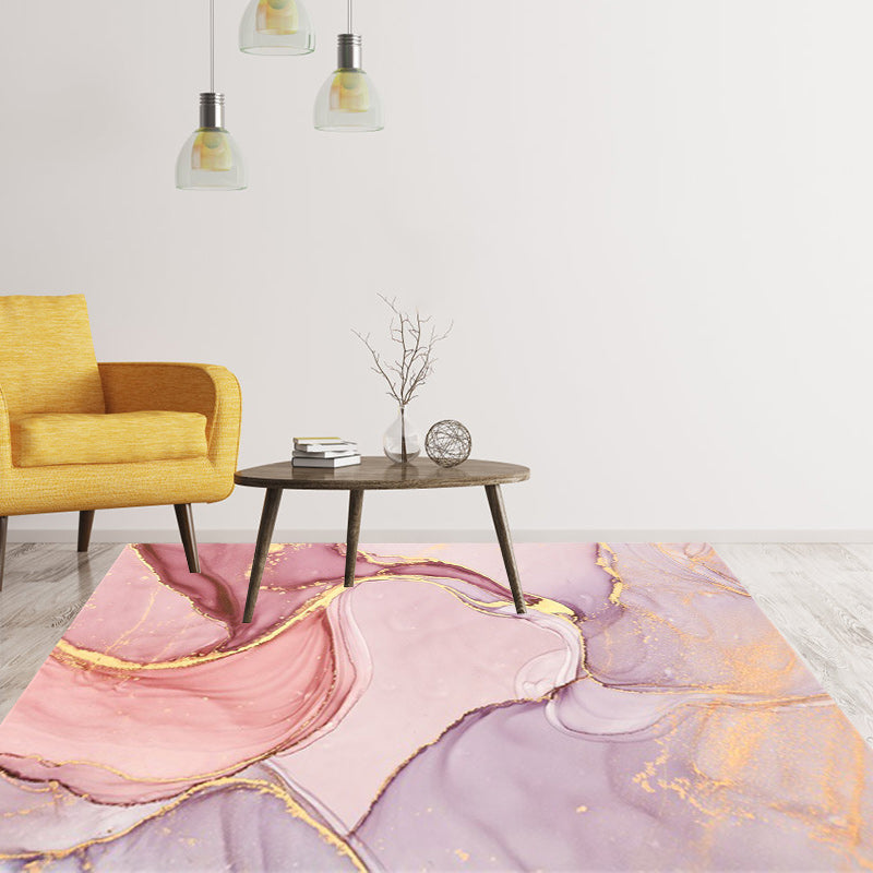Purple and Pink Modern Rug Polyester Watercolor Print Rug Machine Washable Non-Slip Area Rug for Living Room Clearhalo 'Area Rug' 'Modern' 'Rugs' Rug' 1579917
