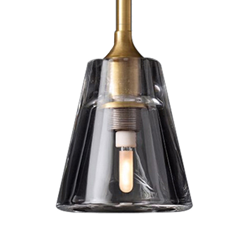 Black/Brass/Chrome Cone Pendant Lamp Post Modernist Led Double Smoke Glass Ceiling Light Fixture Clearhalo 'Ceiling Lights' 'Glass shade' 'Glass' 'Modern Pendants' 'Modern' 'Pendant Lights' 'Pendants' Lighting' 157992